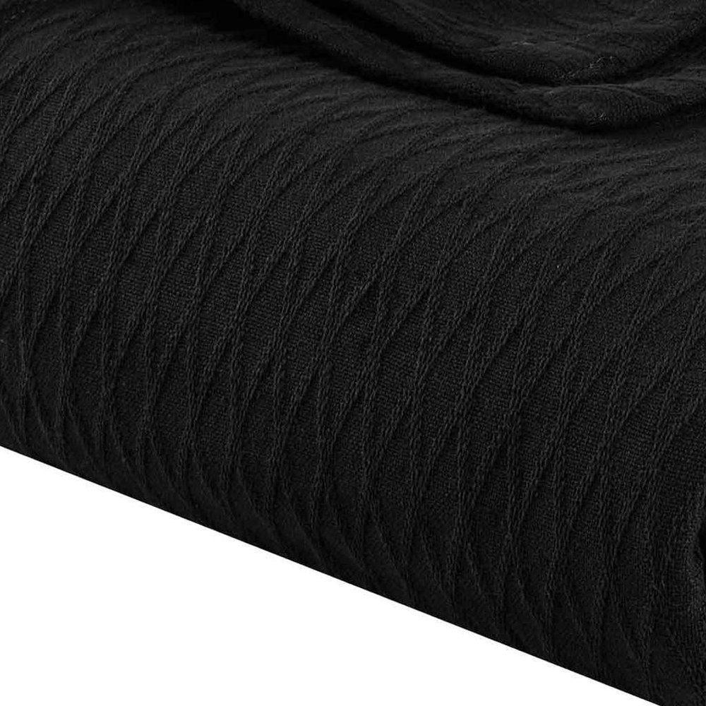 Twin Black Cotton Geometric Blanket — view 2