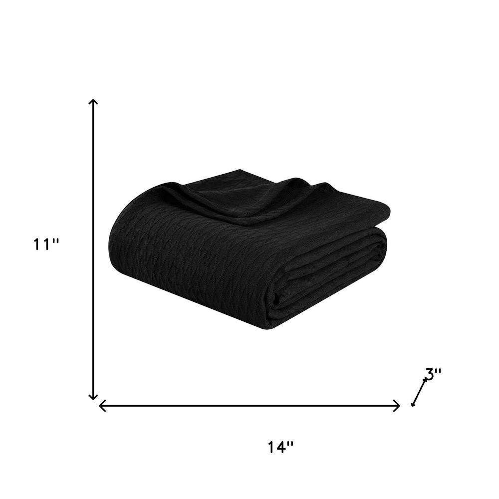 Twin Black Cotton Geometric Blanket — view 3