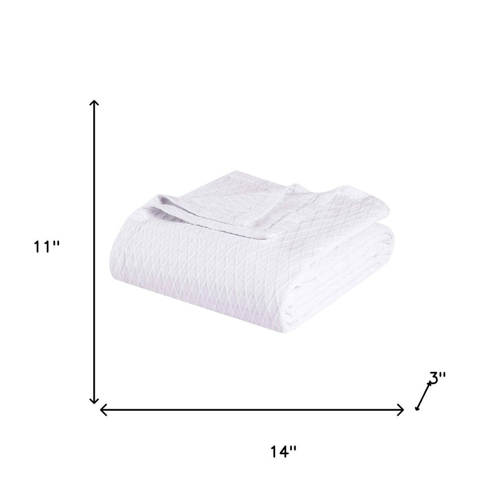Twin White Cotton Geometric Blanket — view 3