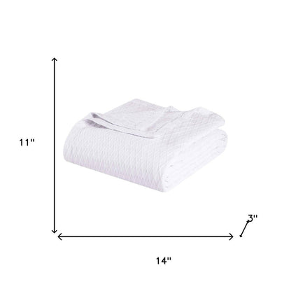 Twin White Cotton Geometric Blanket