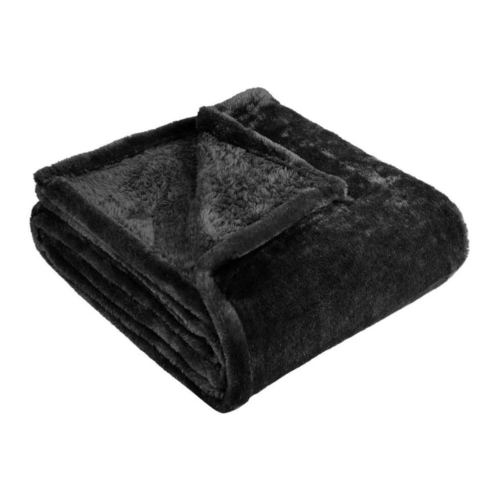 50" X 60" Black Fleece Plush Throw Blanket — view 1