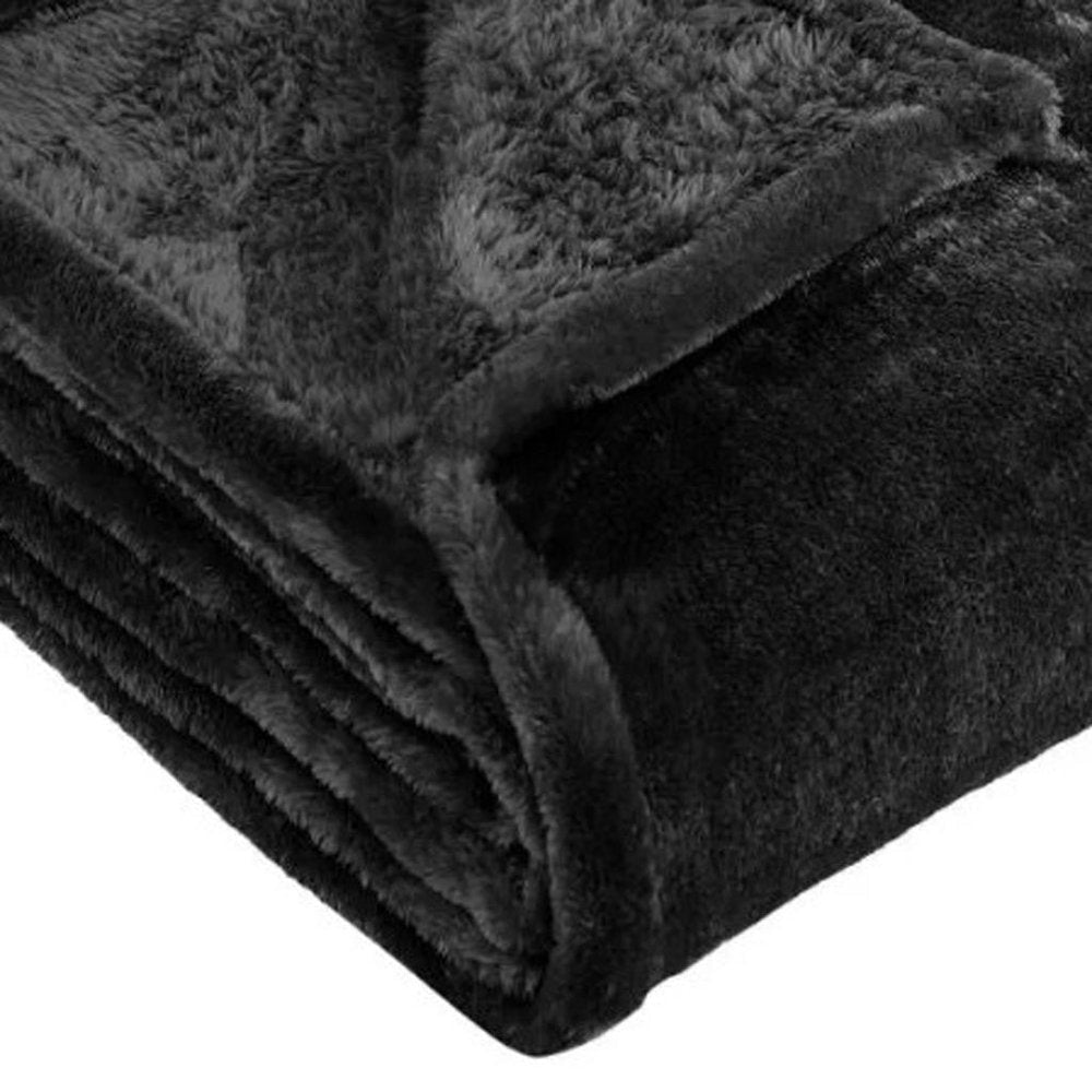50" X 60" Black Fleece Plush Throw Blanket — view 2