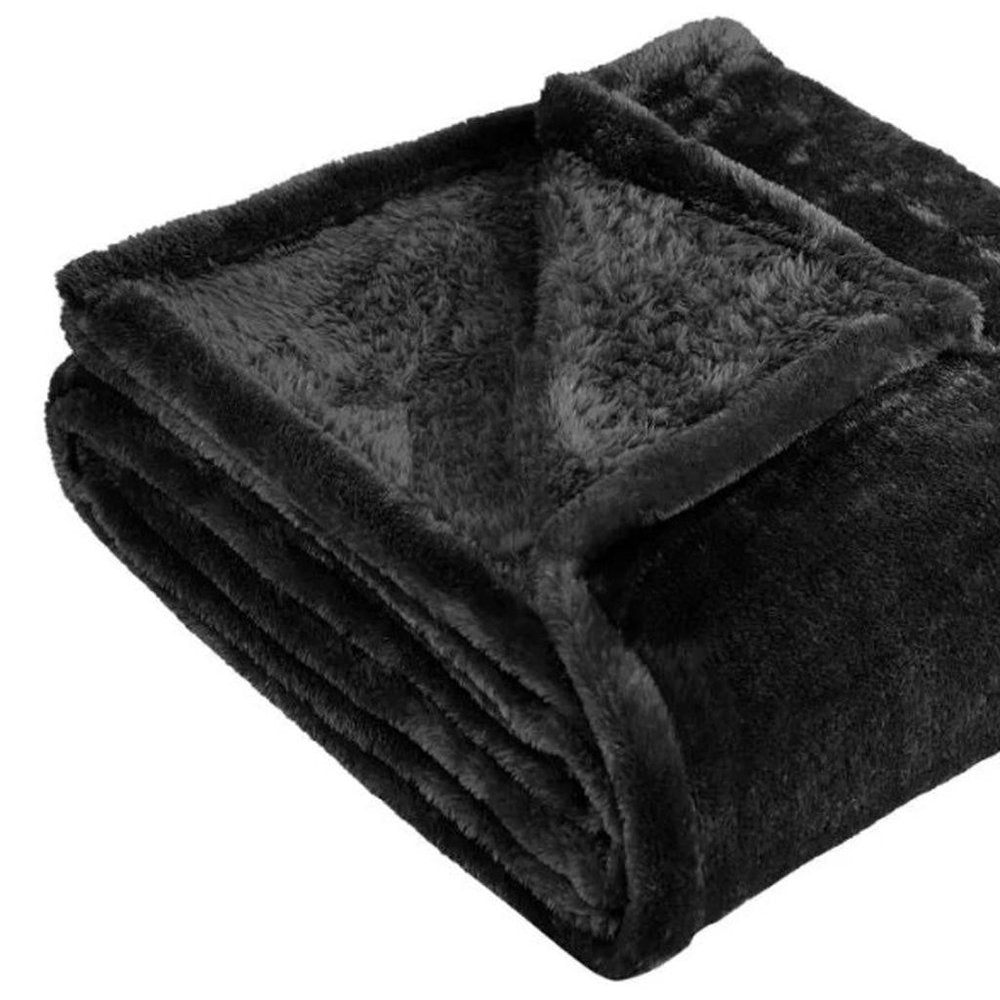 50" X 60" Black Fleece Plush Throw Blanket — view 4