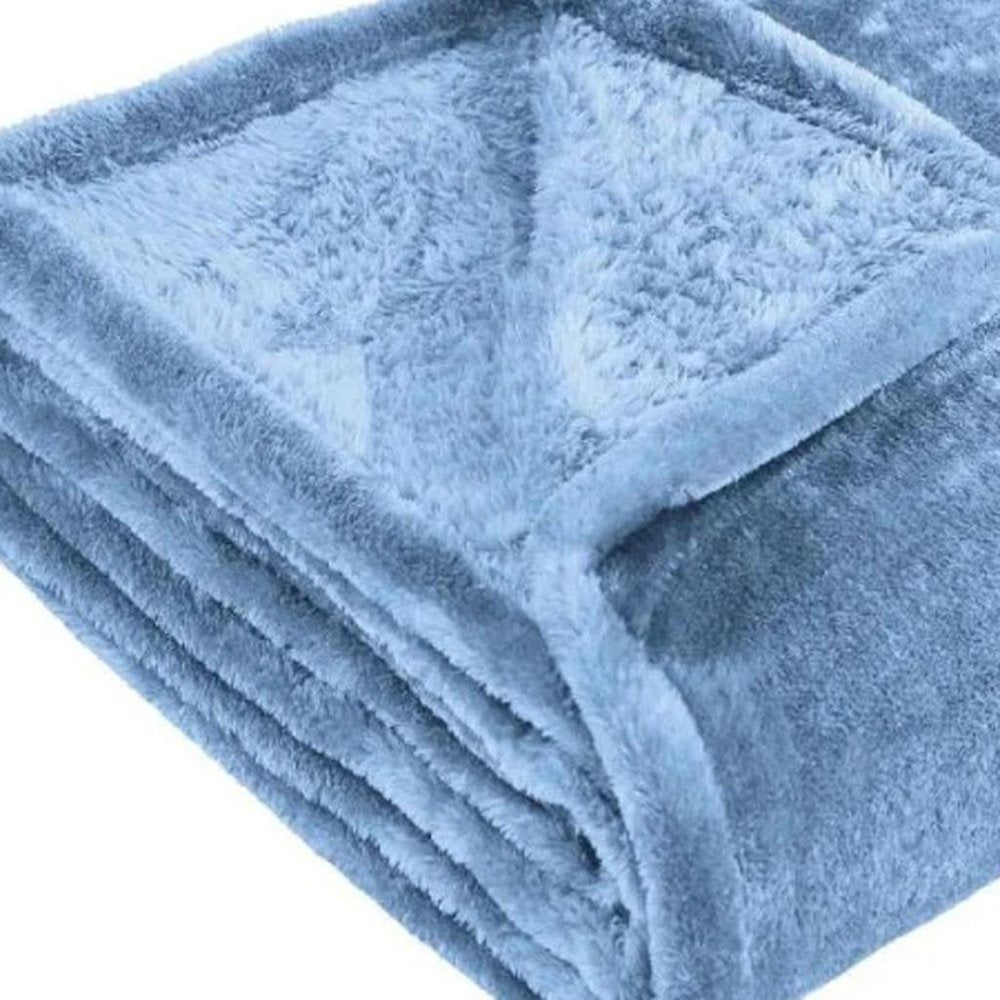 50" X 60" Blue Fleece Plush Throw Blanket — view 2
