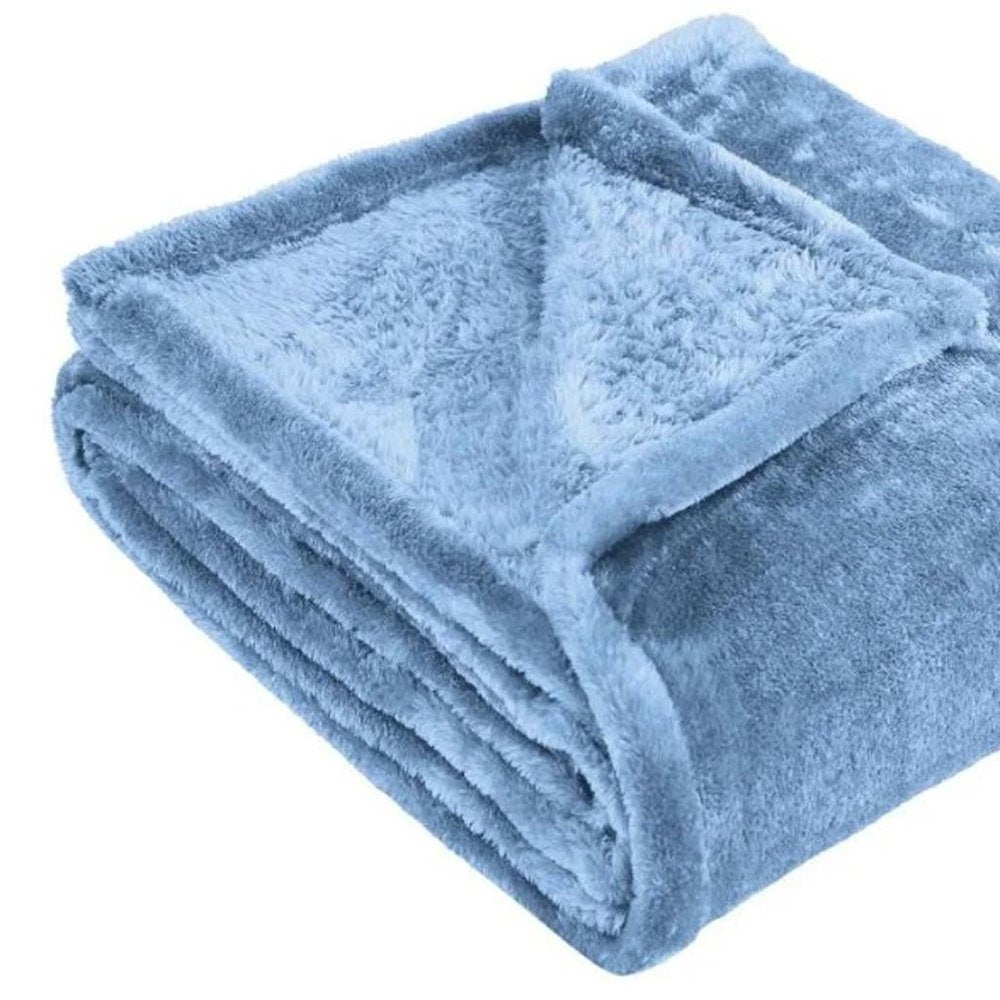 50" X 60" Blue Fleece Plush Throw Blanket — view 3
