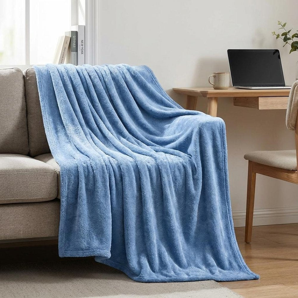 50" X 60" Blue Fleece Plush Throw Blanket — view 4