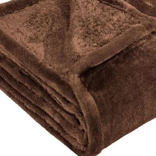 50" X 60" Chocolate Fleece Plush Throw Blanket