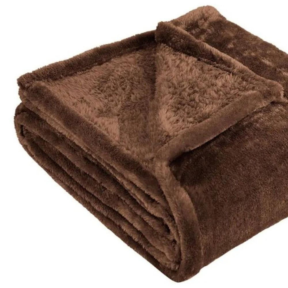 50" X 60" Chocolate Fleece Plush Throw Blanket — view 3