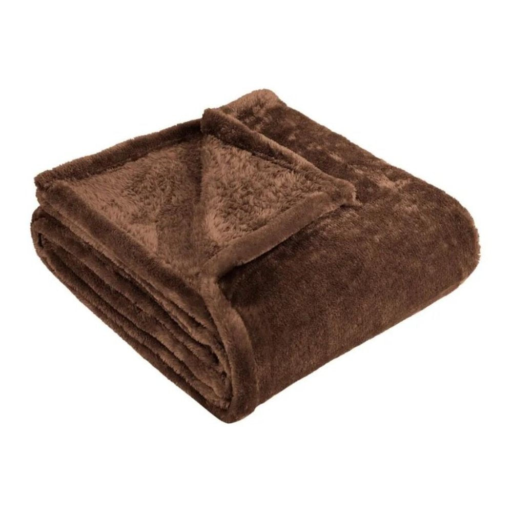 50" X 60" Chocolate Fleece Plush Throw Blanket — view 5