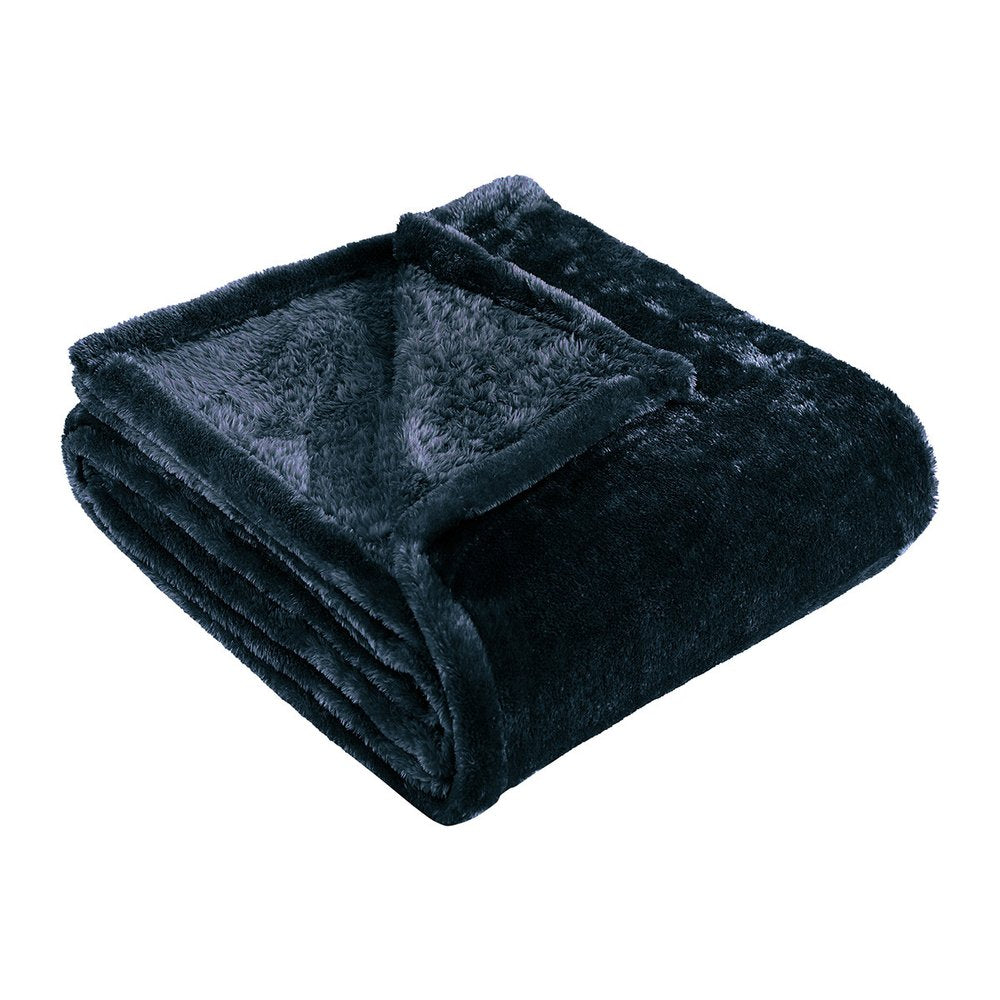 50" X 60" Navy Blue Fleece Plush Throw Blanket — view 1