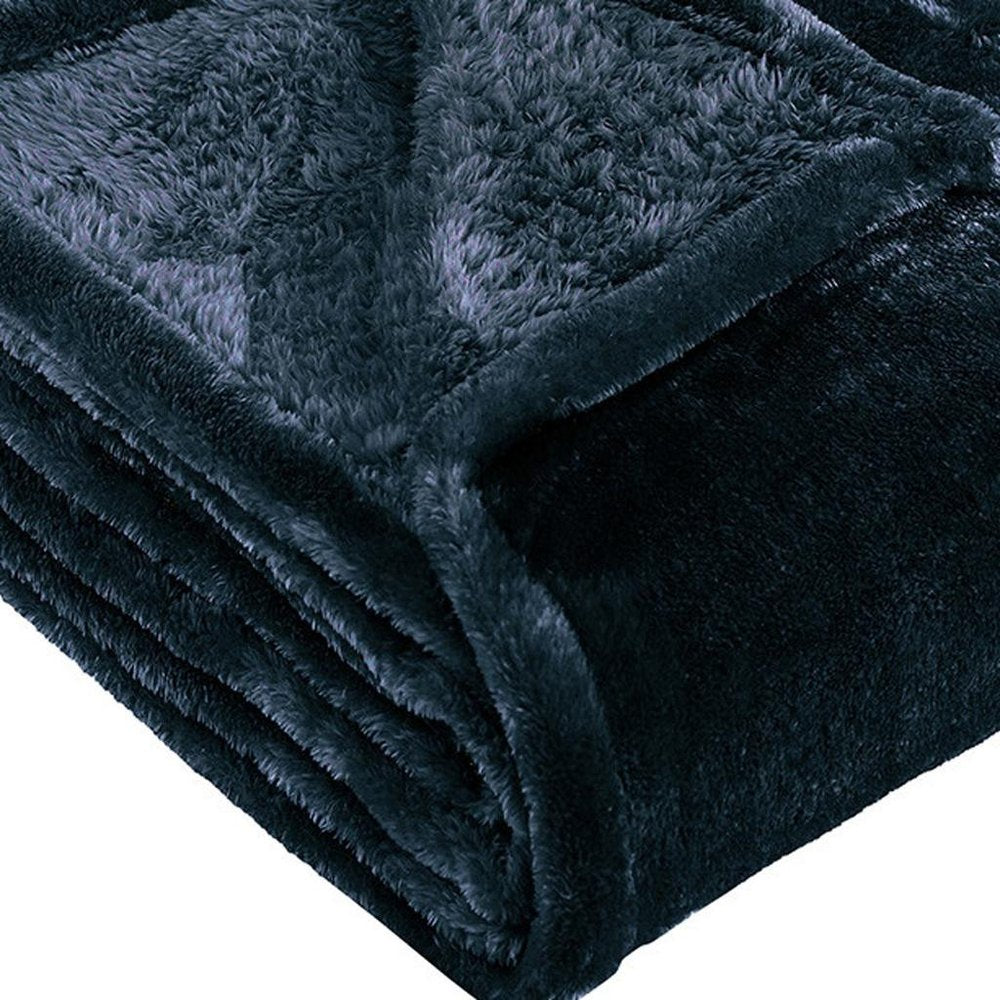 50" X 60" Navy Blue Fleece Plush Throw Blanket — view 6