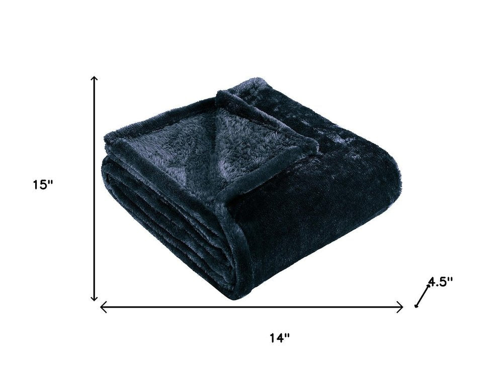 50" X 60" Navy Blue Fleece Plush Throw Blanket — view 8