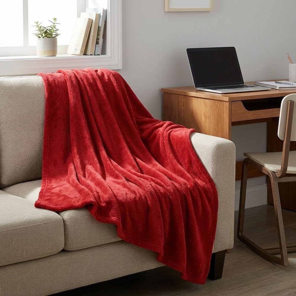 50" X 60" Red Fleece Plush Throw Blanket — view 9