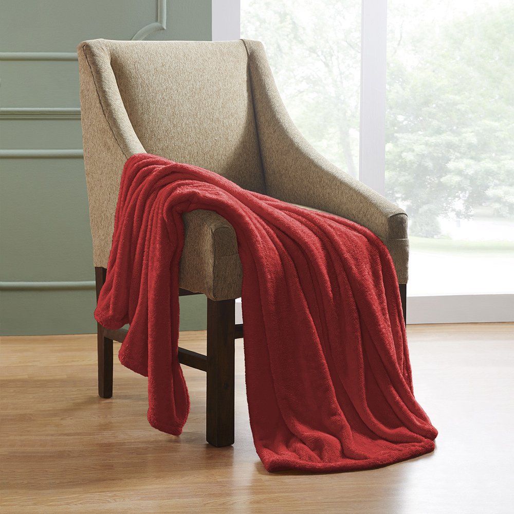 50" X 60" Red Fleece Plush Throw Blanket — view 3