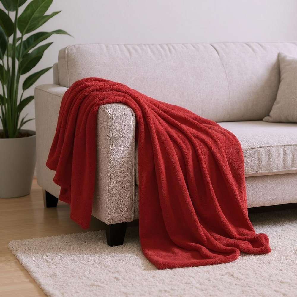 50" X 60" Red Fleece Plush Throw Blanket — view 6
