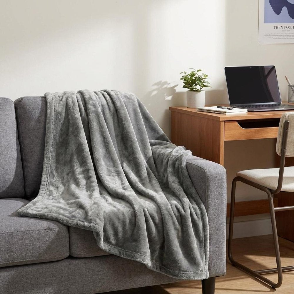 50" X 60" Silver Fleece Plush Throw Blanket — view 4