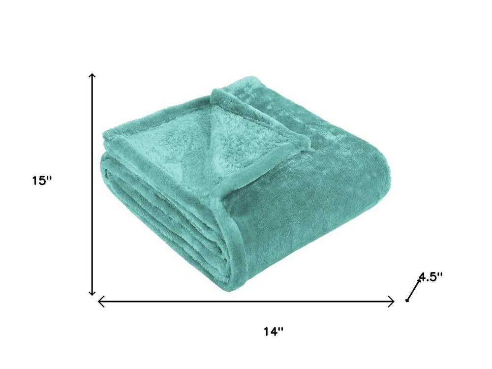 50" X 60" Turquoise Fleece Plush Throw Blanket — view 8