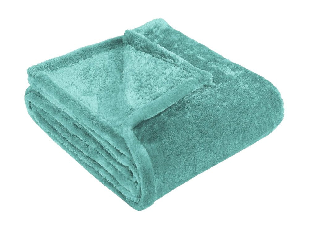 50" X 60" Turquoise Fleece Plush Throw Blanket — view 3