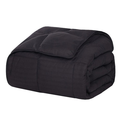 King Black Cotton Striped Blanket