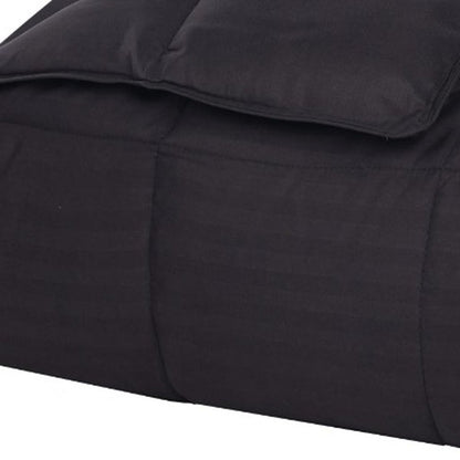 King Black Cotton Striped Blanket