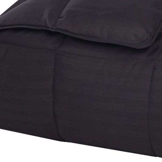 King Black Cotton Striped Blanket