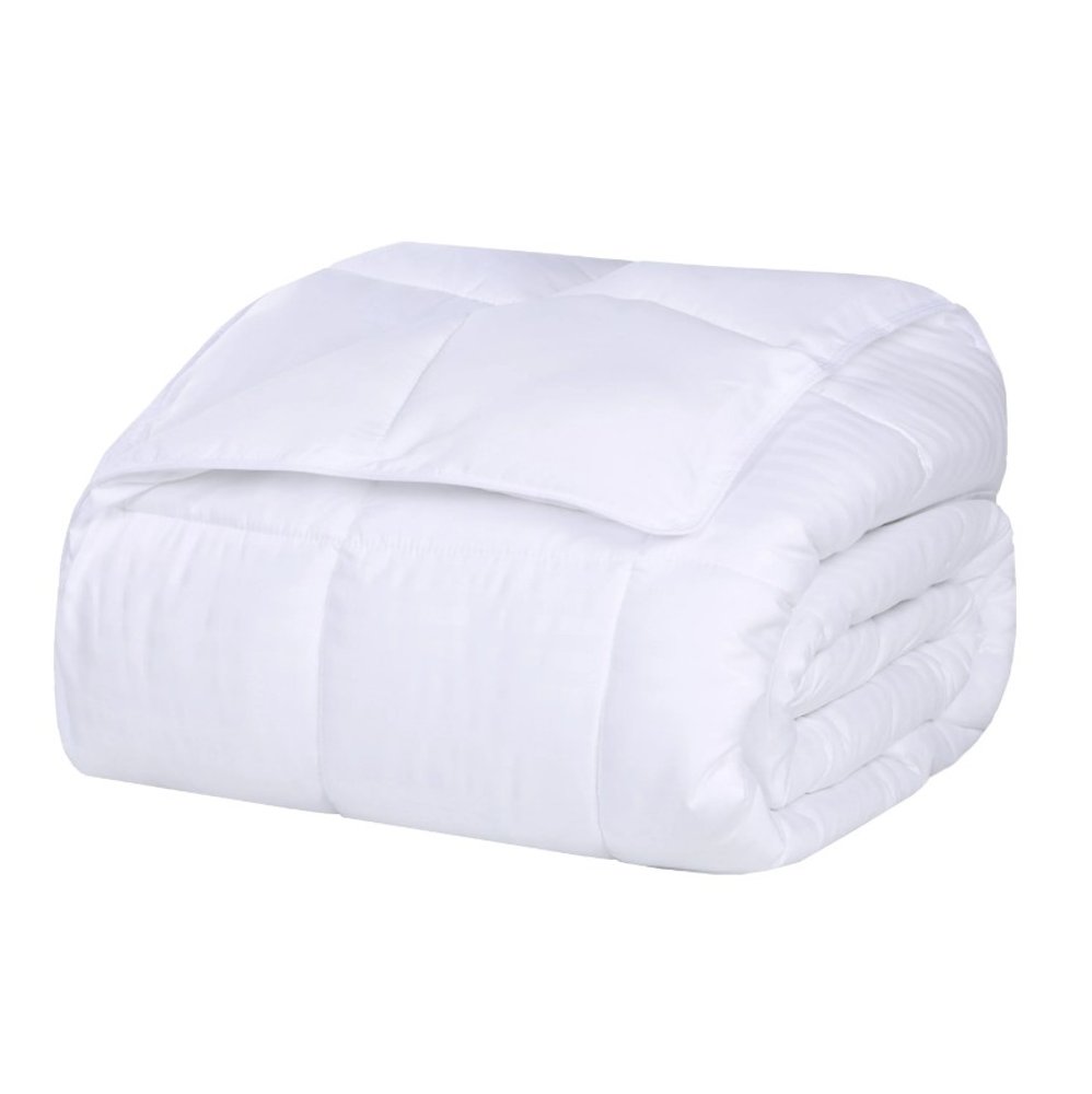 Twin White Cotton Striped Blanket — view 1