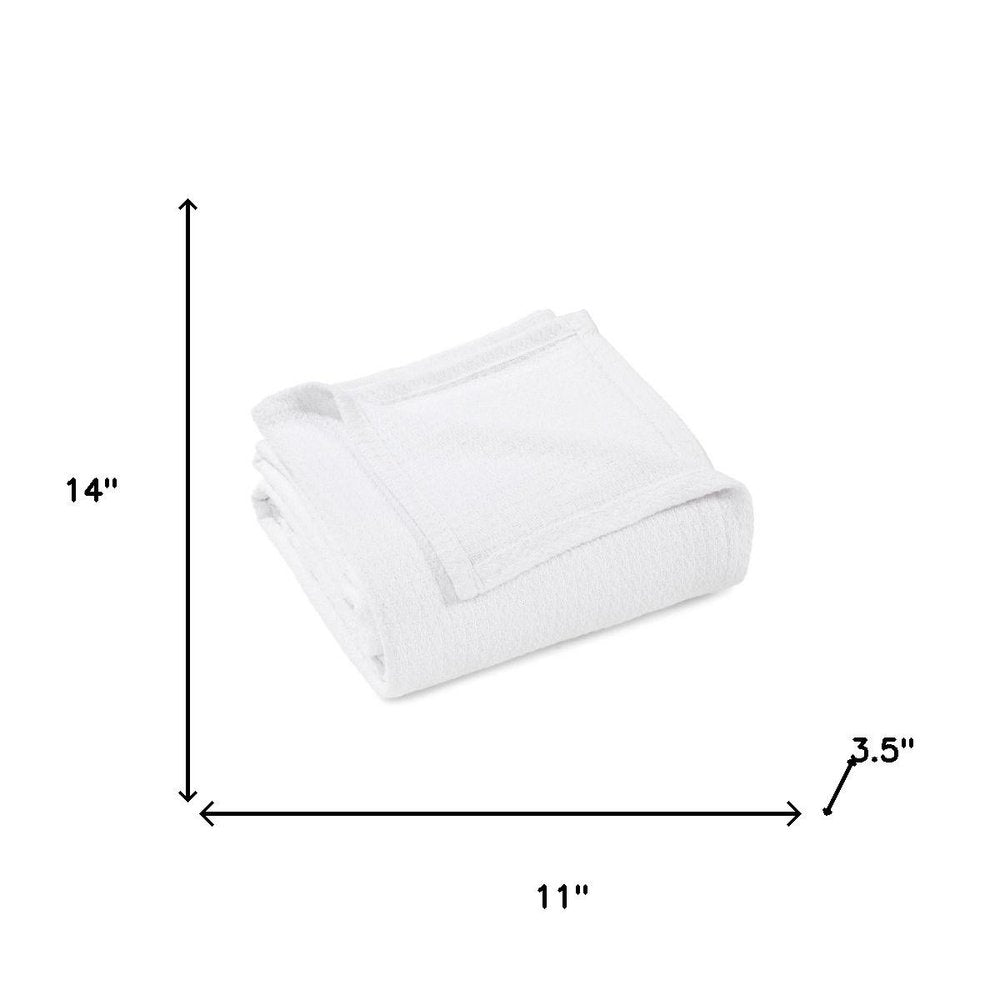 Queen White Cotton Waffle Weave Blanket — view 4