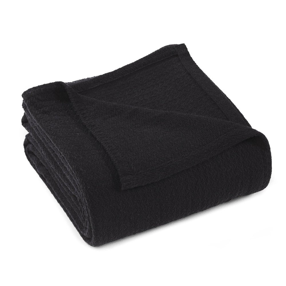 King Black Cotton Waffle Weave Blanket — view 1