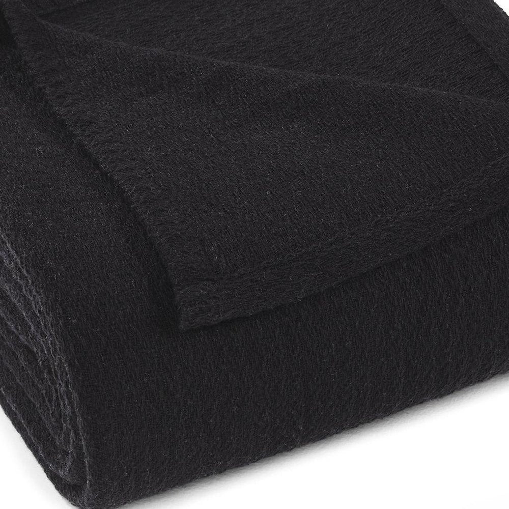 King Black Cotton Waffle Weave Blanket — view 2