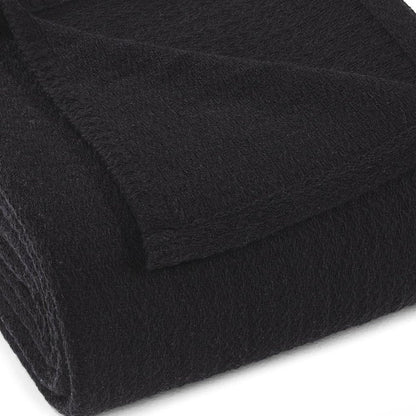 King Black Cotton Waffle Weave Blanket