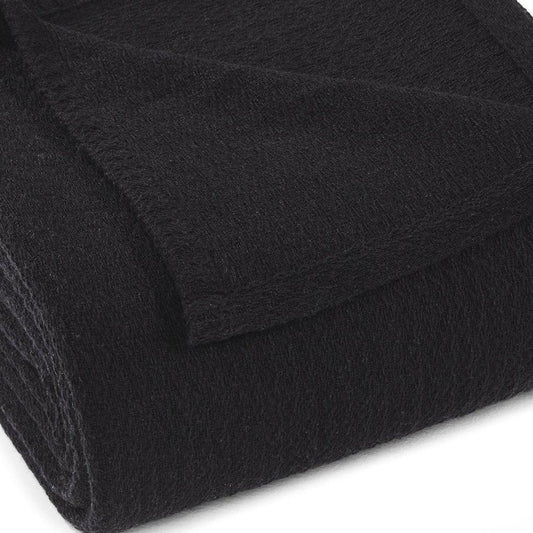 King Black Cotton Waffle Weave Blanket