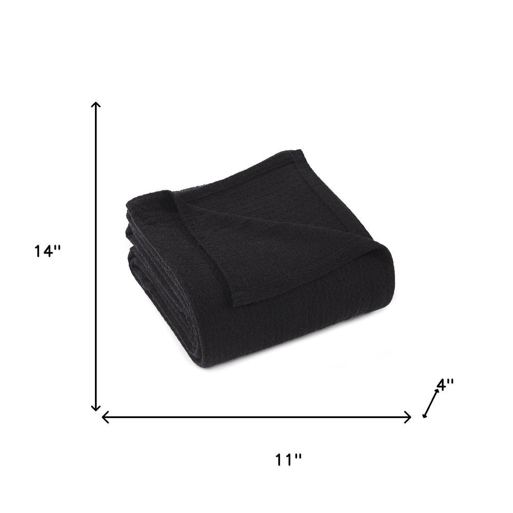 King Black Cotton Waffle Weave Blanket — view 3