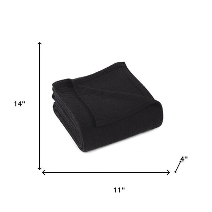 King Black Cotton Waffle Weave Blanket