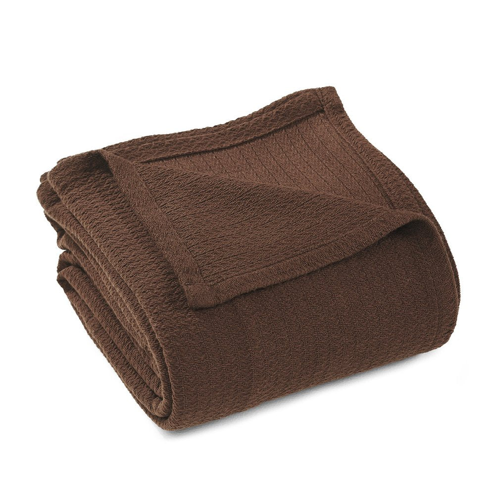 King Chocolate Cotton Waffle Weave Blanket — view 1