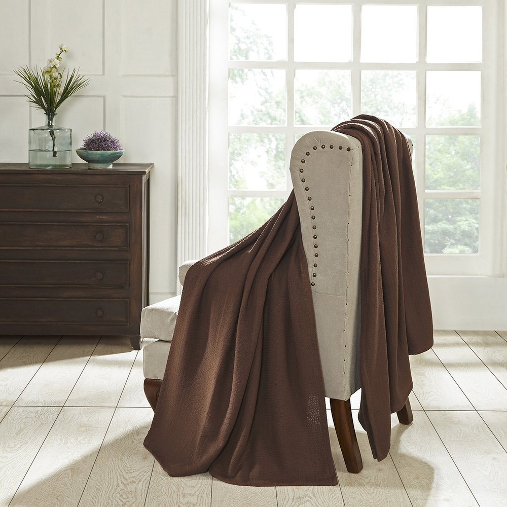 King Chocolate Cotton Waffle Weave Blanket — view 2