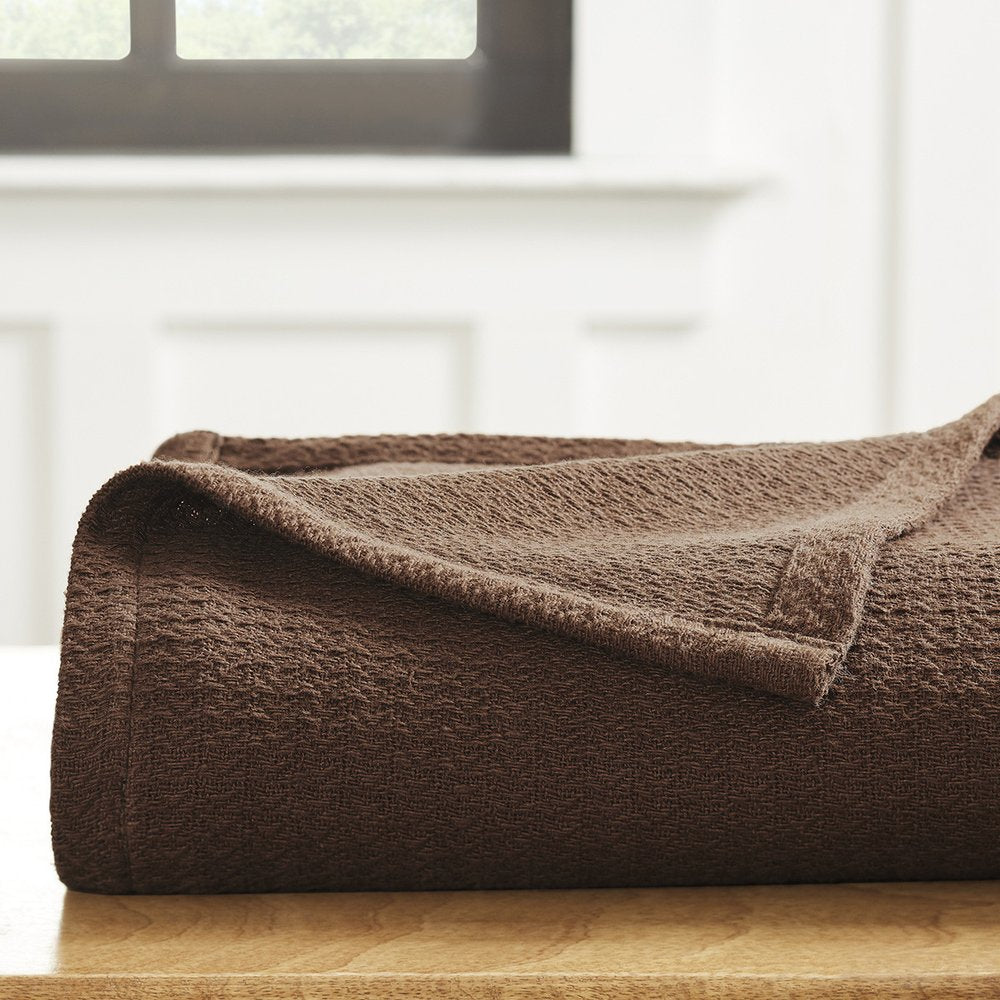 King Chocolate Cotton Waffle Weave Blanket — view 4
