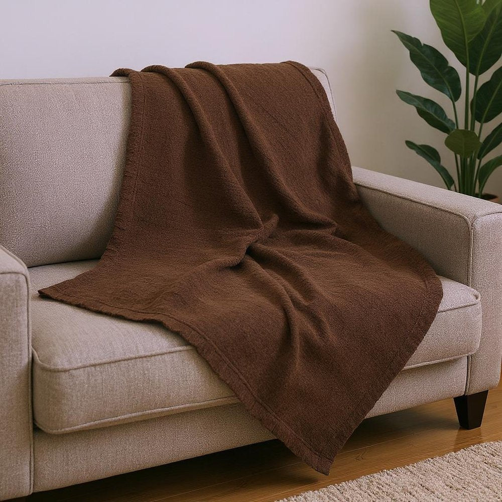 King Chocolate Cotton Waffle Weave Blanket — view 5