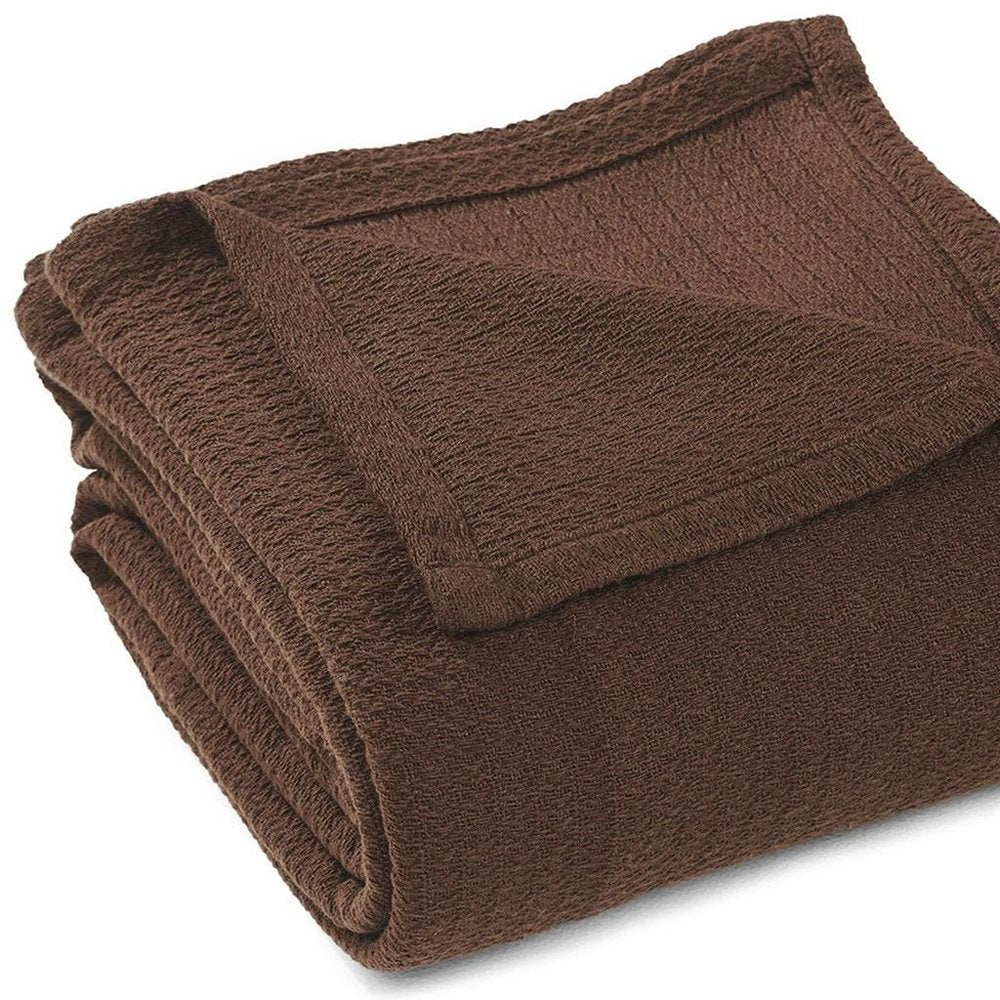 King Chocolate Cotton Waffle Weave Blanket — view 7