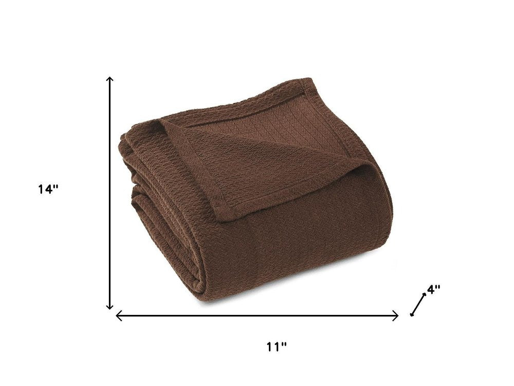 King Chocolate Cotton Waffle Weave Blanket — view 8