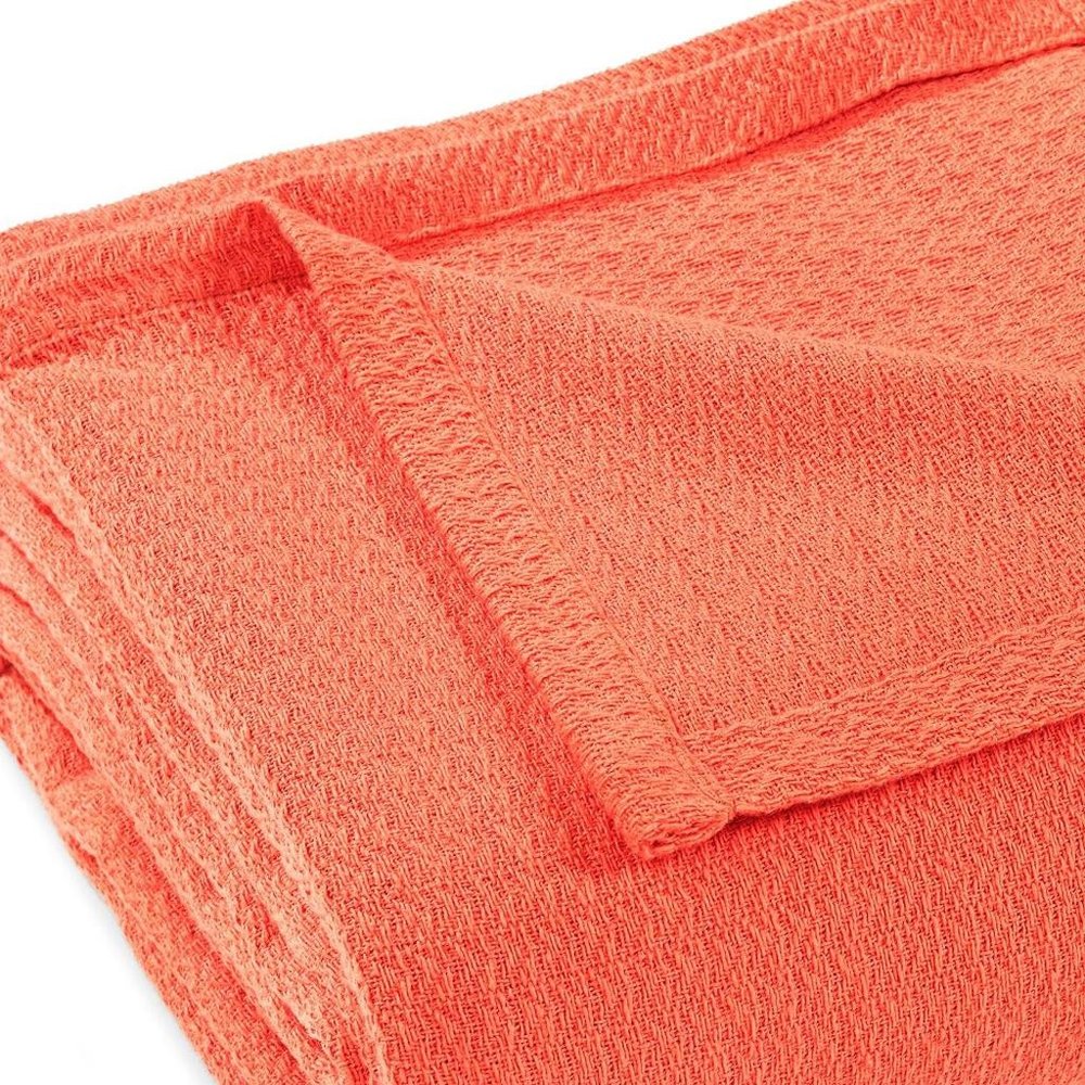King Coral Cotton Waffle Weave Blanket — view 2