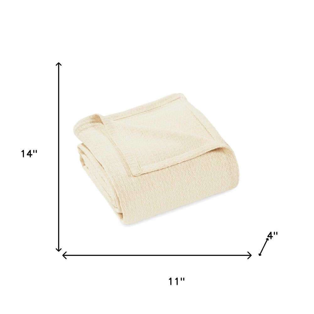 King Ivory Cotton Waffle Weave Blanket — view 2