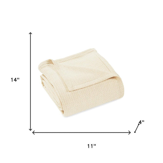 King Ivory Cotton Waffle Weave Blanket