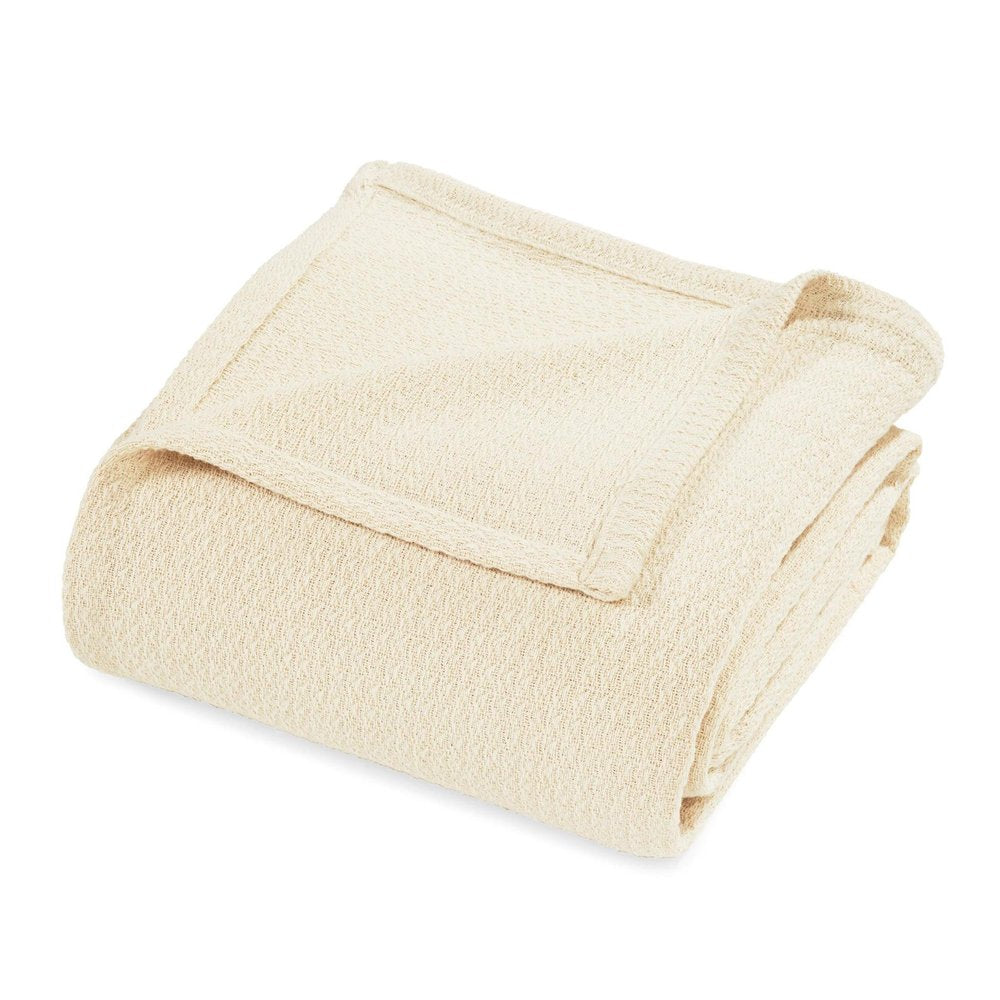 King Ivory Cotton Waffle Weave Blanket — view 4