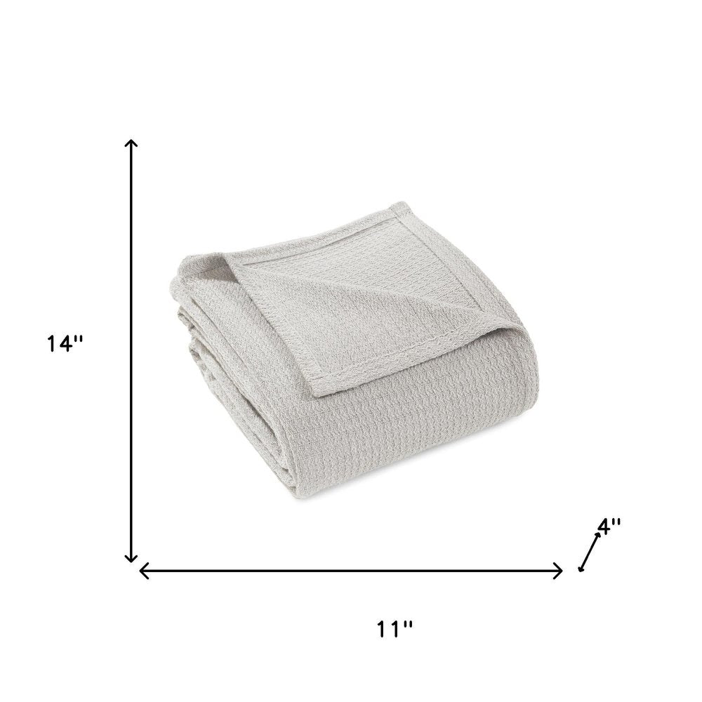 King Silver Cotton Waffle Weave Blanket — view 3