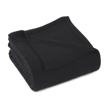 Twin Black Cotton Waffle Weave Blanket