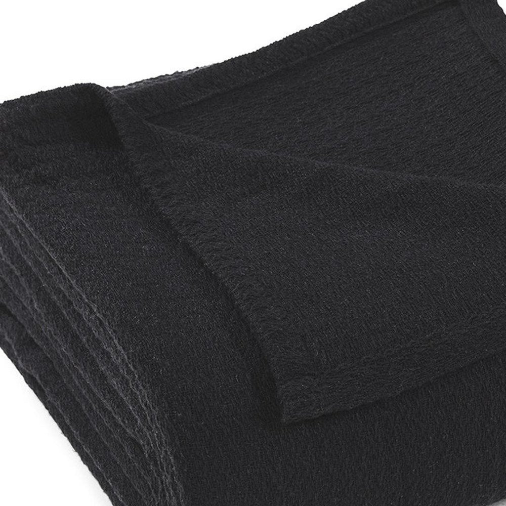 Twin Black Cotton Waffle Weave Blanket — view 6