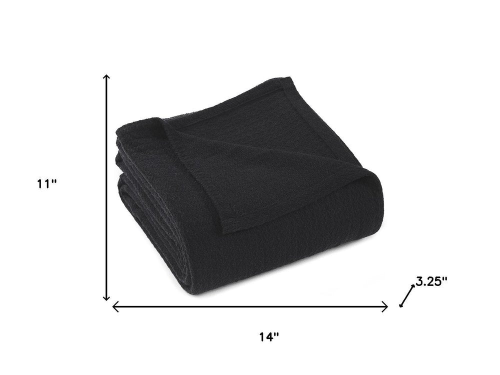 Twin Black Cotton Waffle Weave Blanket — view 8