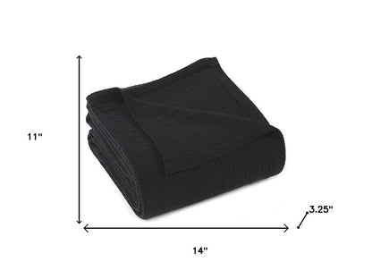 Twin Black Cotton Waffle Weave Blanket