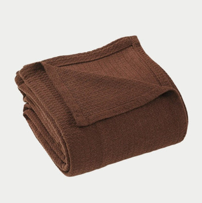 Twin Chocolate Cotton Waffle Weave Blanket