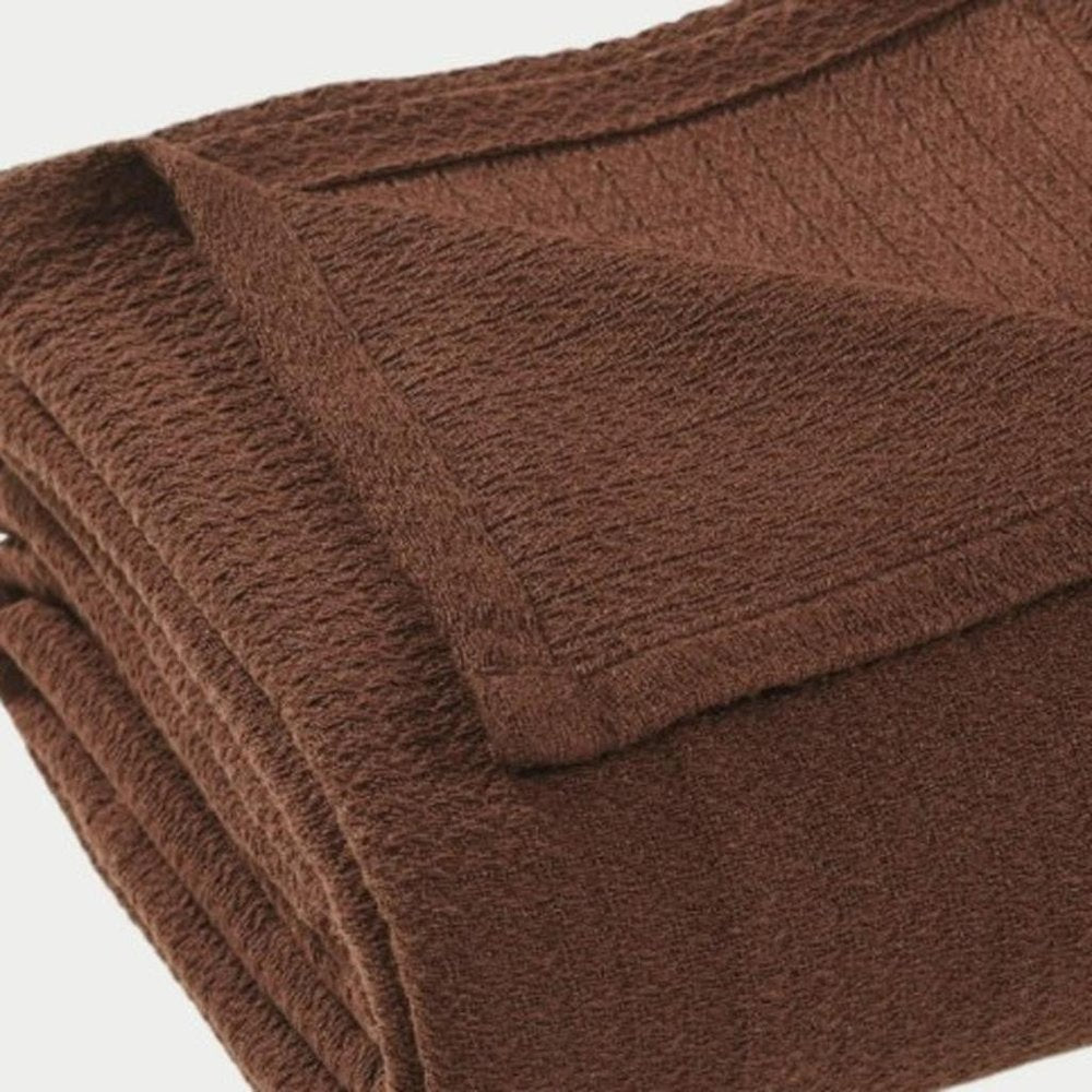Twin Chocolate Cotton Waffle Weave Blanket — view 2